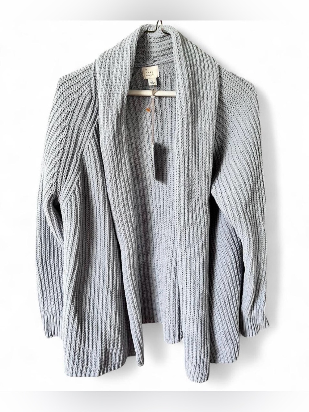 a new day NWT Light Blue/Gray Ribbed Open-Front Autumn Sweater